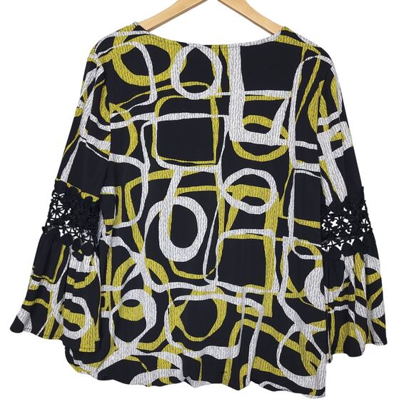 Alfani Womens Tunic Blouse Sz Large Embroidered Flared Sleeve Polyester Top EUC - Picture 11 of 15